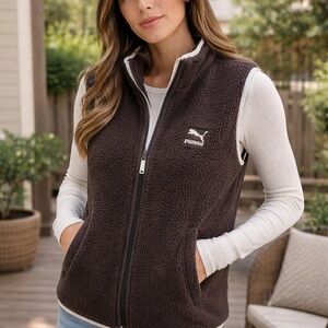 Puma Women's Dark Brown Sherpa Vest NWT